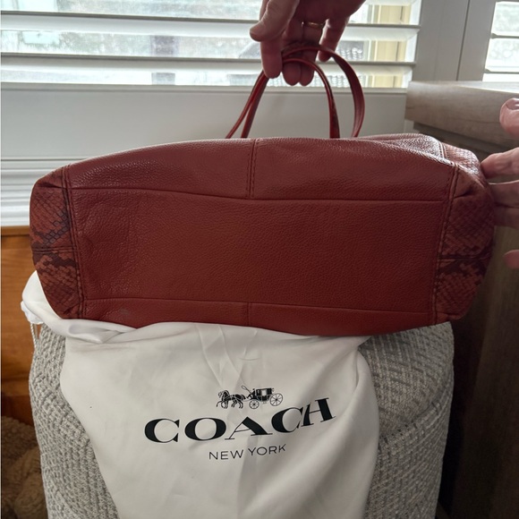 Coach Terracotta Leather & Python Shoulder Bag - Picture 4 of 11